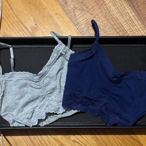 Victoria's Secret Navy and Gray Lace Bandeau Duo